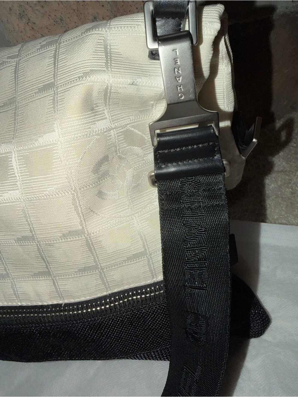 COA include CHANEL Cream and Black Messenger Bag with CC Patch